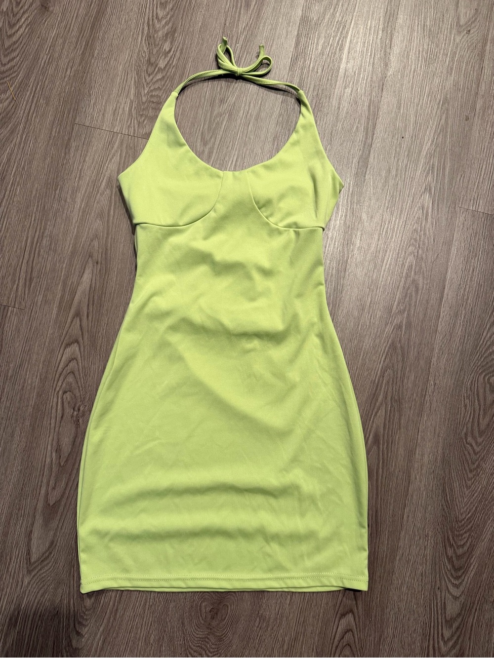 Halter-Neck Lime Green Bodycon Dress size Small
